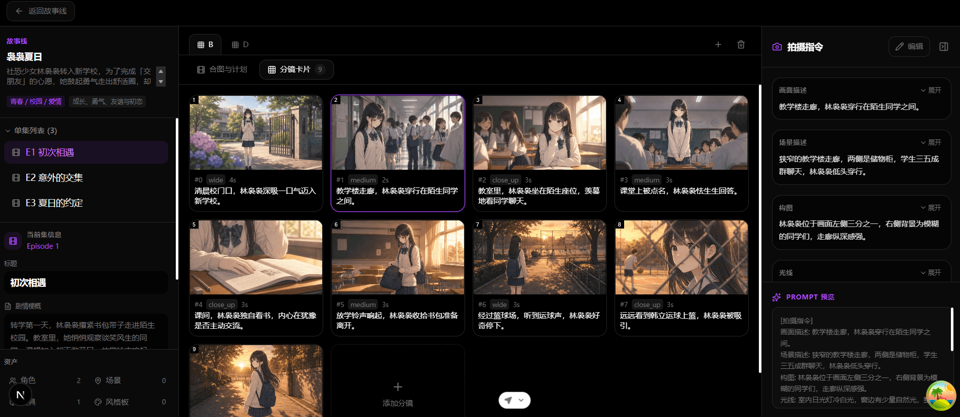 YuanLai 分镜生成与管理界面